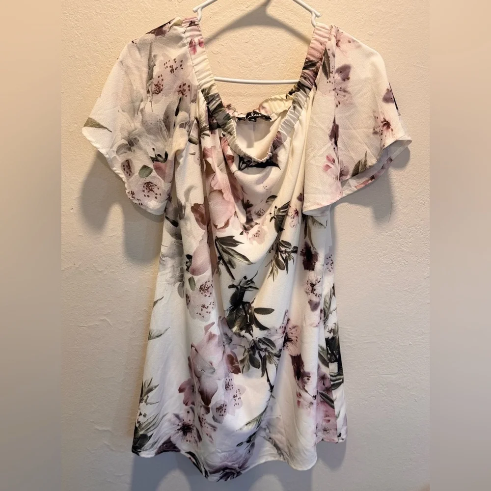 Lulu’s Dream of You Ivory Floral Print Off-the-Shoulder Shift Dress Medium M - Picture 2 of 9